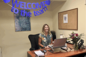 VNHCH Hospice Administrator Kim DeSanctis, FNP shown here in her office on her first day with the agency.
